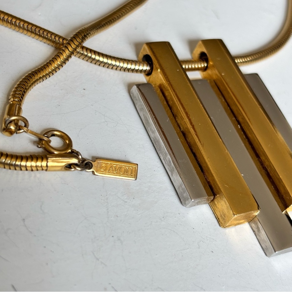 Vintage Avon Gold and Silver Geometric Minimalist Necklace